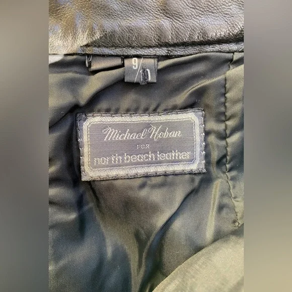 MICHAEL HOBAN VTG 80’s Black Leather Skirt Size 9/10 - Picture 2 of 5